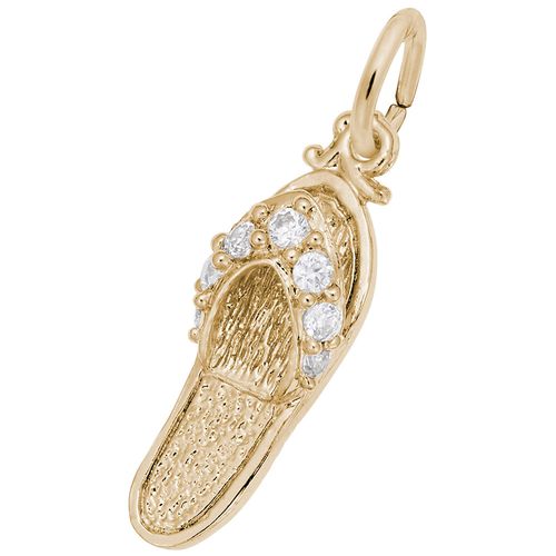 Sandal Syn White Cz Charm 14K Gold - 10-2730-4