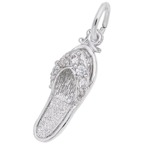 Sandal Syn White Cz Charm White Gold - 10-2730-4