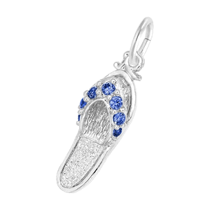 Rembrandt Sandal with Birthstones Charm Series, 02 February 14k White Gold - 10-2730-2-14kw