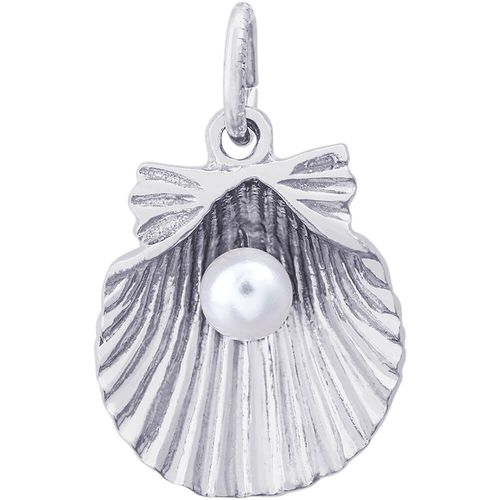 Clamshell with Pearl Charm White Gold - 10-0508