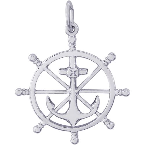 Ship Wheel Charm Silver - 10-1584