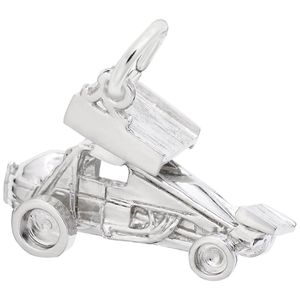 Sprint Car With Wings Charm Silver - 10-8215