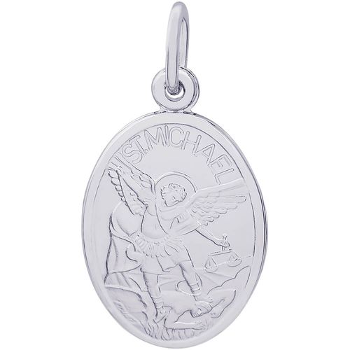 St. Michael Charm White Gold - 10-3388