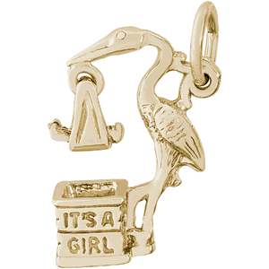 Stork Girl Charm 14K Gold - 10-1252