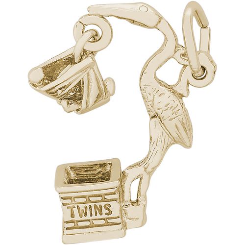 Stork Twins Charm Gold Plated - 10-7758