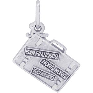 Suitcase Charm-White Gold - 10-8303