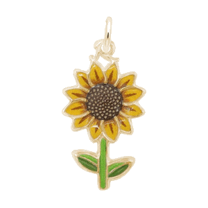 Rembrandt Sunflower - Painted Charm - 14K Gold - 10-1117-1-14K