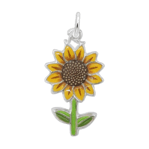 Rembrandt Sunflower - Painted Charm - 14K White Gold - 10-1117-1-14KW