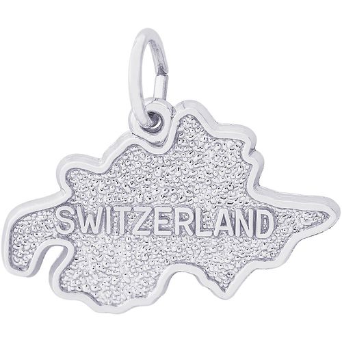 Switzerland Map Charm White Gold - 10-6547