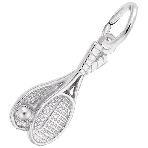 Tennis Racquets And Ball Charm White Gold - 10-2308