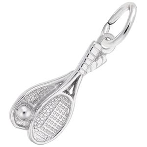 Tennis Racquets And Ball Charm White Gold - 10-2308
