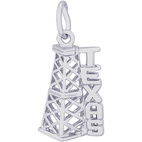 Texas Oil Rig Charm White Gold - 10-3651