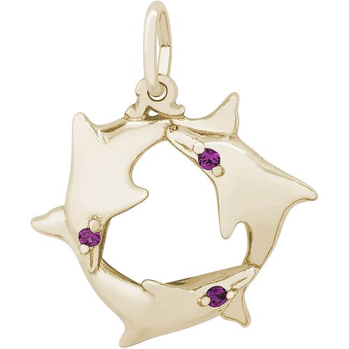 Three Dolphins Charm Gold Plated - 10-8244