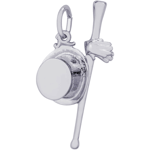 Top Hat and Cane Charm Silver - 10-8100