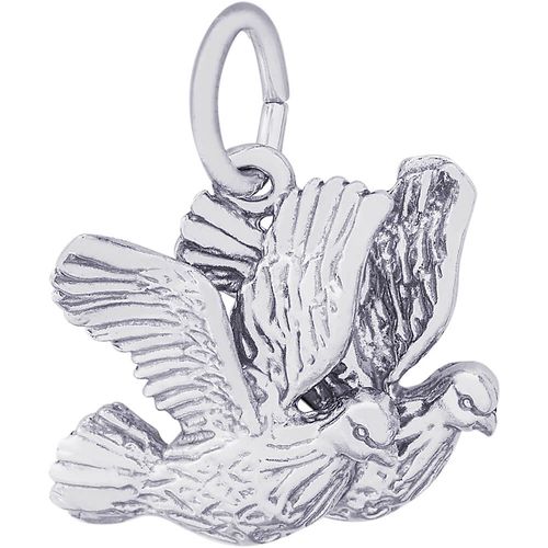 Turtledoves Bird Charm White Gold - 10-3439