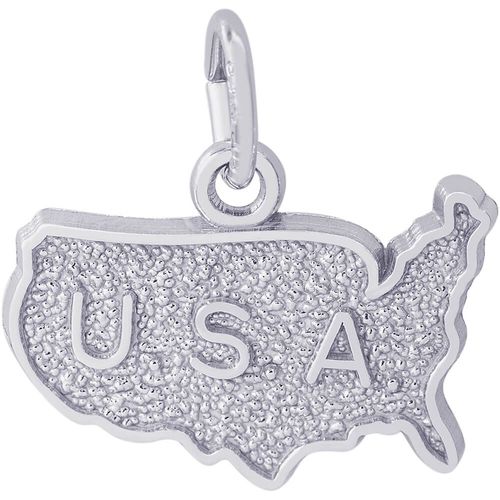U.S.A. Map Charm White Gold - 10-2351