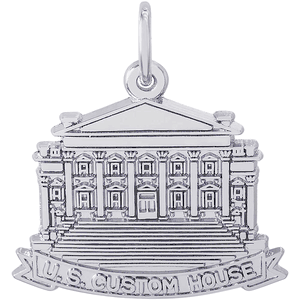 US Customs House Charm White Gold - 10-3880