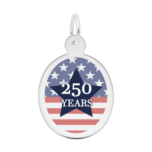 Rembrandt USA 250 - Stars & Stripes Oval Charm 14k White Gold - 10-1245-0-14kw