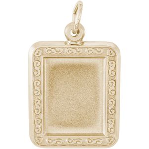 Vertical Scroll Frame Photo Art Rectangle Charm 10K Gold - 10-8614