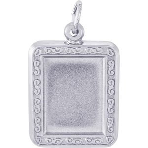 Vertical Scroll Frame Photo Art Rectangle Charm Silver - 10-8614