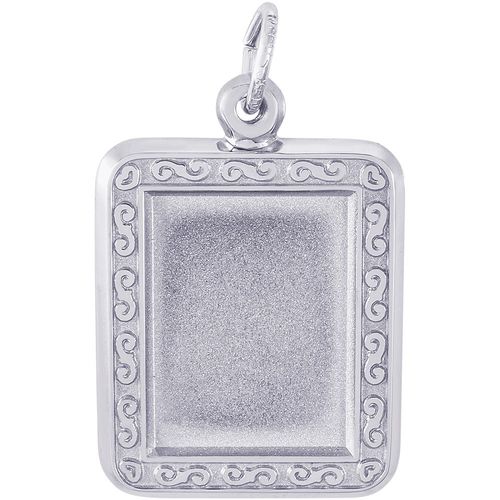 Vertical Scroll Frame Photo Art Rectangle Charm White Gold - 10-8614