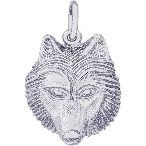 Wolf Head Charm White Gold - 10-3622