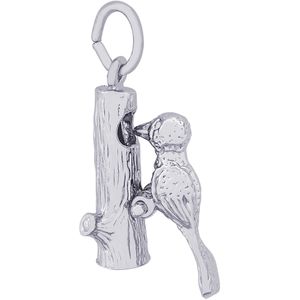 Woodpecker Bird Charm White Gold - 10-1389