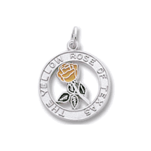 Yellow Rose of Texas Charm Silver - 10-6270