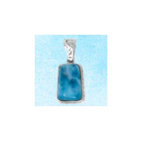 Retangular Small Larimar Charms & Pendants W/side Design Black Enamel  - MAL120SPSM
