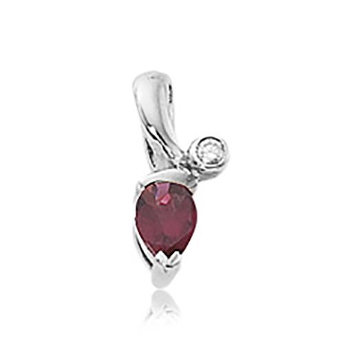 Rhodolite & Diamond Pendant - 14K White Gold