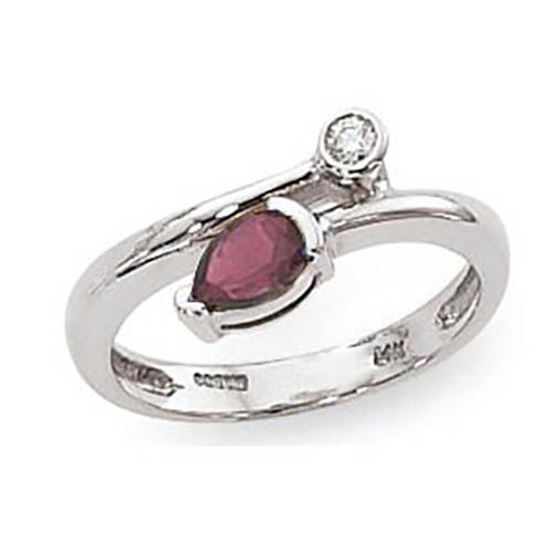 Rhodolite & Diamond Ring - 14K White Gold Size 7 - 70826RHWG