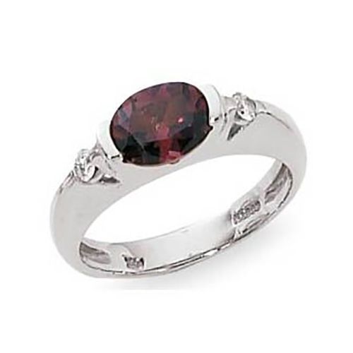 Rhodolite & Diamond Ring - 14K White Gold Size 7 - 70824RHWG