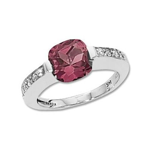 Rhodolite & Diamond Ring - 14K White Gold Size 7 - 70577RHWG
