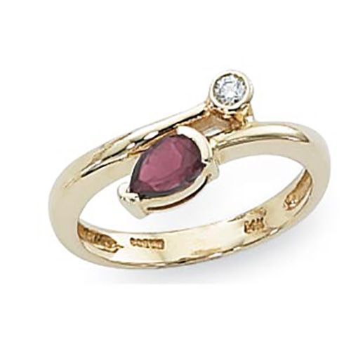 Rhodolite & Diamond Ring - 14K Yellow Gold Size 7 - 70826RH