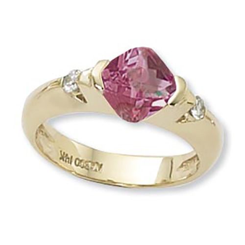 Rhodolite & Diamond Ring - 14K Yellow Gold Size 7 - 70825RH