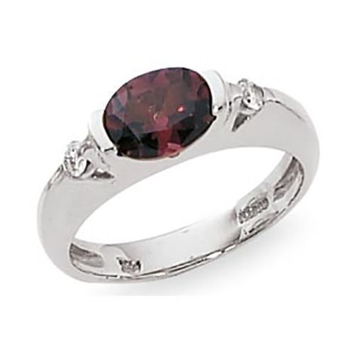 Rhodolite & Diamond Ring - Sterling Silver Size 7 - 70824RH-SS