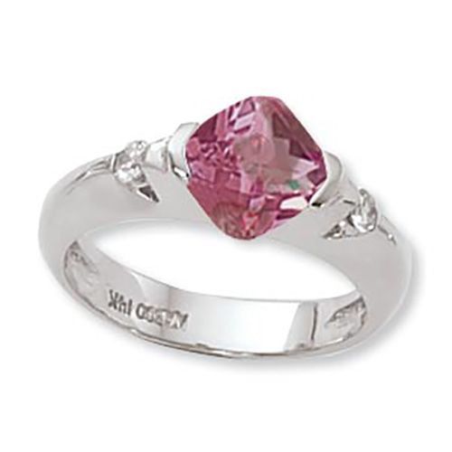 Rhodolite & Diamond Ring - Sterling Silver Size 7 - 70825RH-SS