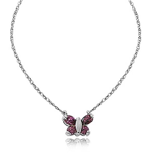 Rhodolite Pendant With Chain - 14K White Gold