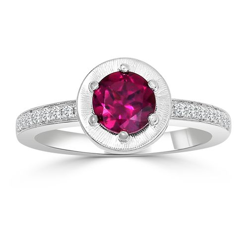 Rhodolite Satin Top, Diamond Shank One Of A Kind Ring