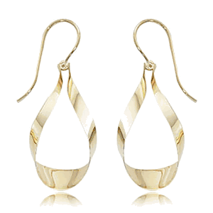 Ribbon Drop Earrings - 14K Yellow Gold