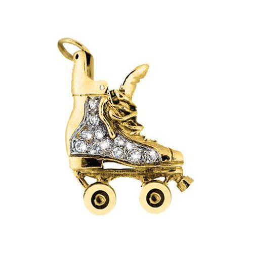Roller Skate Diamond Pave Pendant - 14K Yellow Gold
