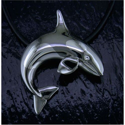 Rolling Orca Necklace - Sterling Silver and 14K Gold  - SD-SGN032-18