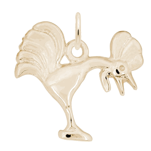 Rooster Crowing Charm - 14k Gold - 10-1925-0-14K