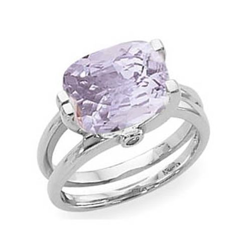 Rose De France & Diamond Ring - 14K White Gold Size 7 - 70844RDFWG