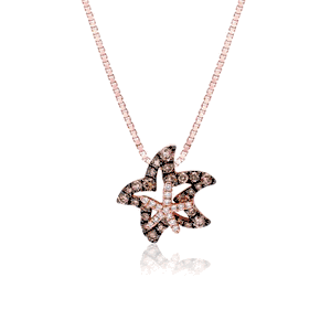 Rose Gold Koa Diamond® Outline Mother and Baby Starfish Pendant, Hawaiian Inspired Pendant, SFP-36086/K