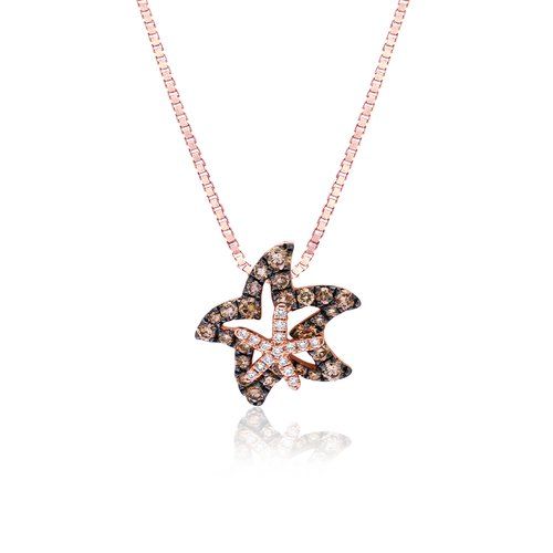 Rose Gold Koa Diamond® Outline Mother and Baby Starfish Pendant, Hawaiian Inspired Pendant, SFP-36086/K