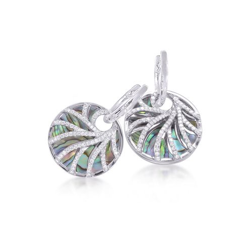 Round Abalone & Diamond Venus Earrings