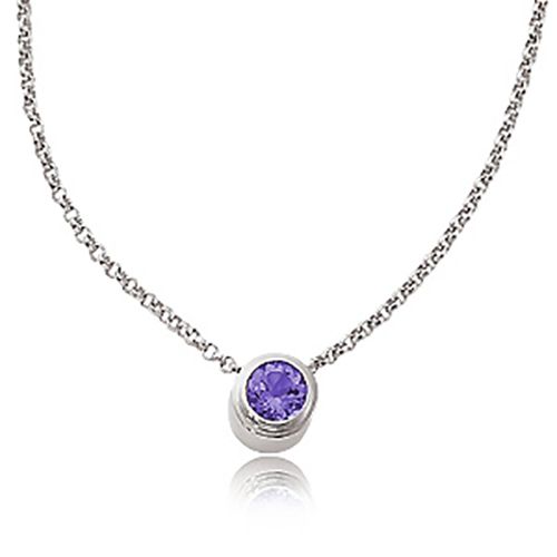Round Amethyst Pendant - 14K White Gold - 80053AMTOPWG