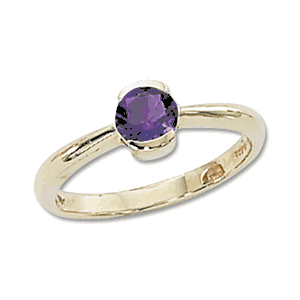 Round Amethyst Ring - 14K Yellow Gold Size 7 - 70337AM