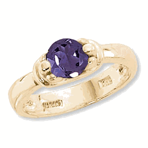 Round Amethyst Ring - 14K Yellow Gold Size 7 - 70916AM